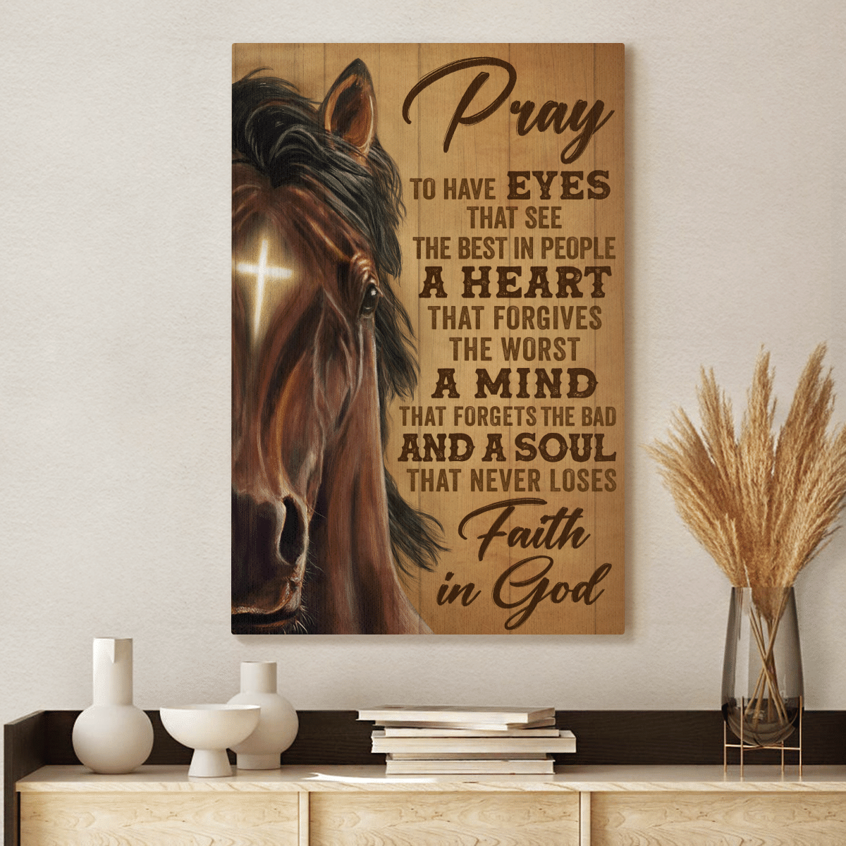 Faith In God, Stunning Horse, God Canvas, Christian Wall Art, Home Decor