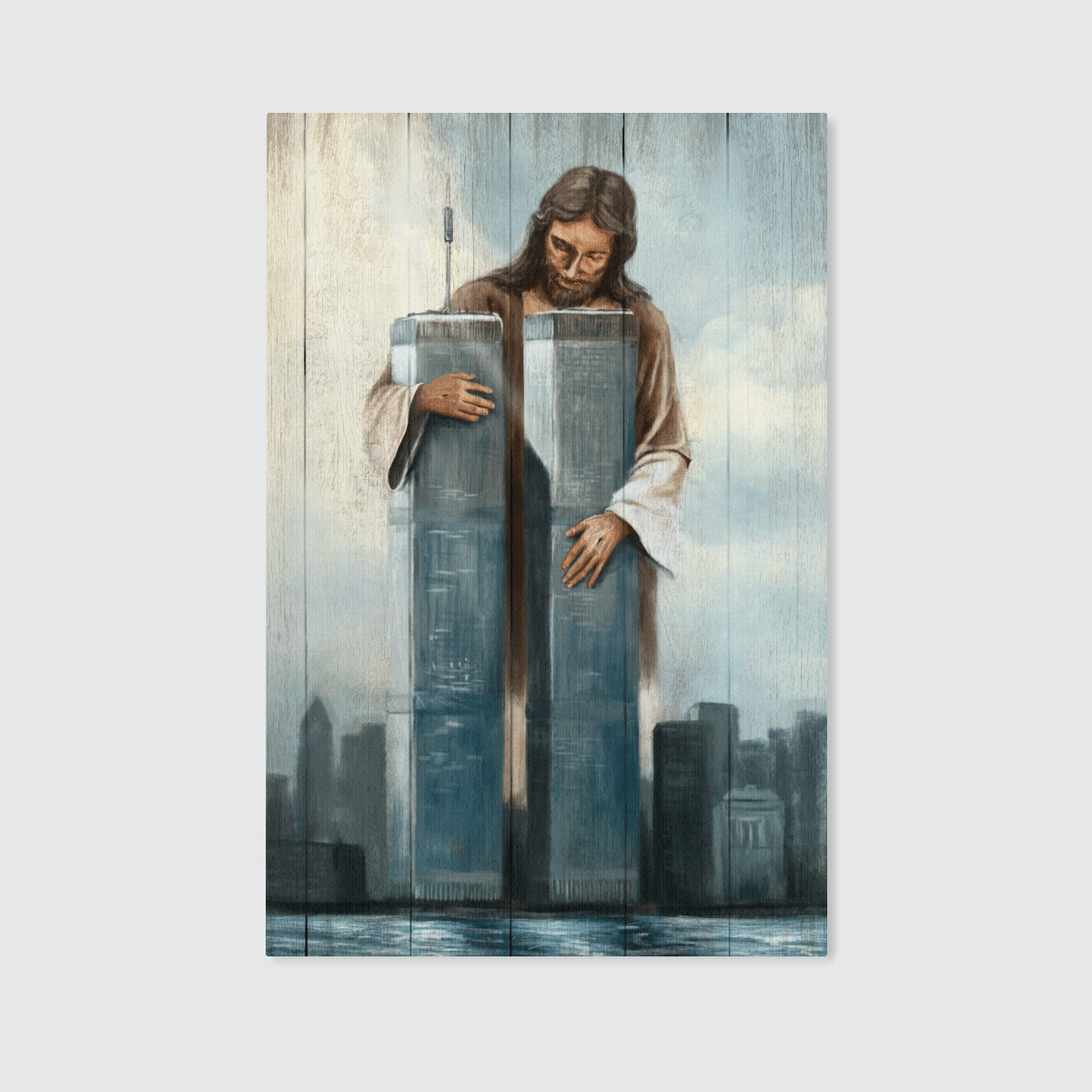 Jesus, Holding The World Trade Center Building, September 11 Memorial, God Canvas, Christian Wall Art