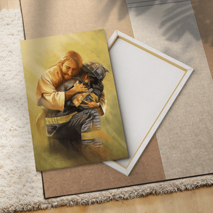 Jesus And The Firefighter, World Trade Center, God Canvas, Christian Wall Art, Home Decor