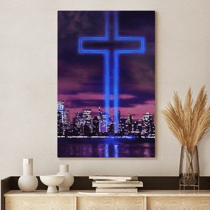 Jesus Cross, World Trade Center Building, God Canvas, Christian Wall Art, Home Decor