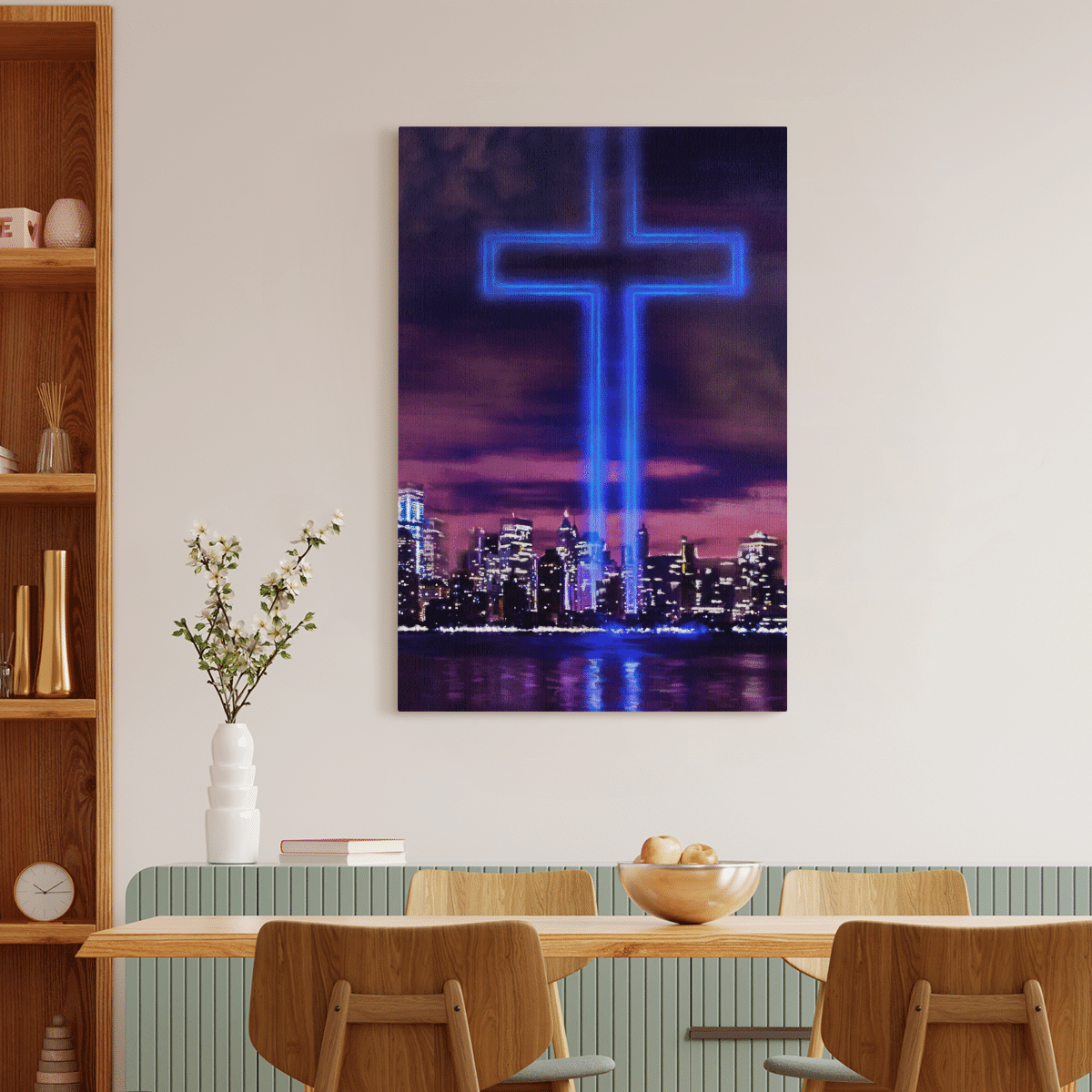 Jesus Cross, World Trade Center Building, God Canvas, Christian Wall Art, Home Decor