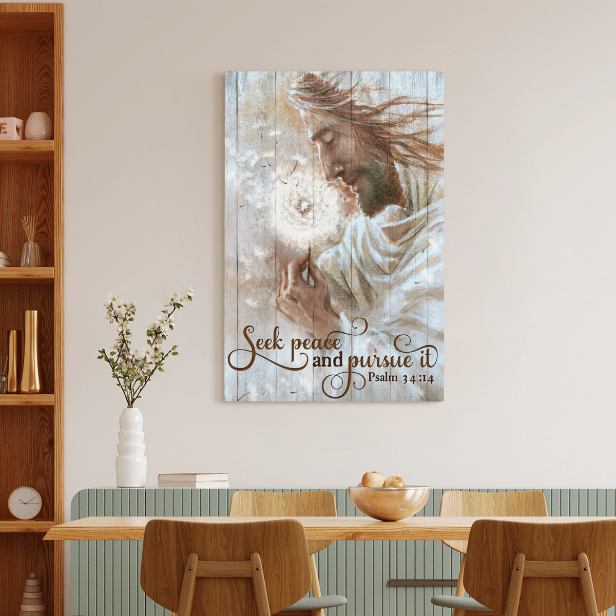 Seek Peace And Pursue It, Dandelion And Jesus, God Canvas, Christian Wall Art