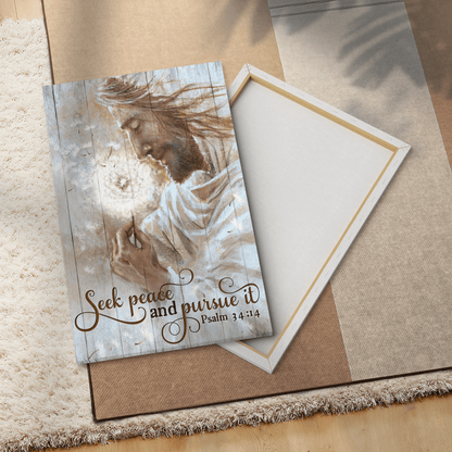 Seek Peace And Pursue It, Dandelion And Jesus, God Canvas, Christian Wall Art