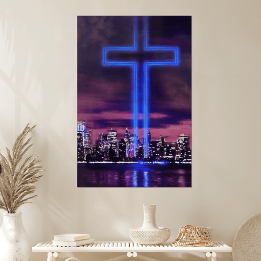 Jesus Cross, World Trade Center Building, God Poster