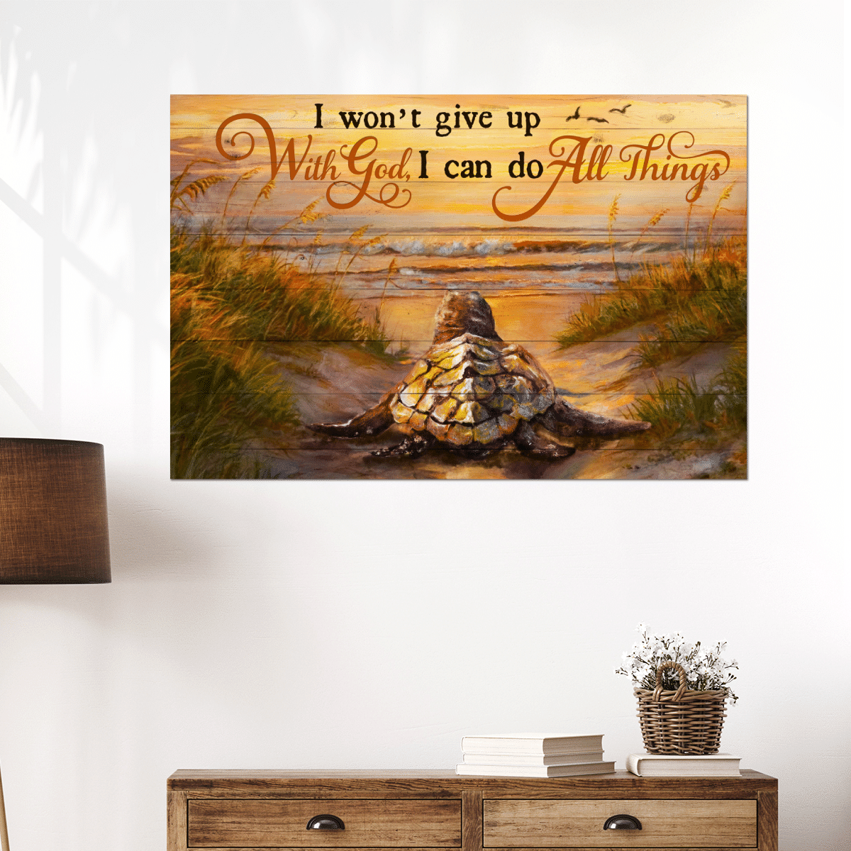 I Won'T Give Up With God I Can Do All Things, Turtle, Beach, God Poster