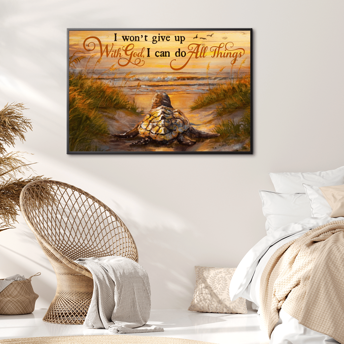 I Won'T Give Up With God I Can Do All Things, Turtle, Beach, God Poster