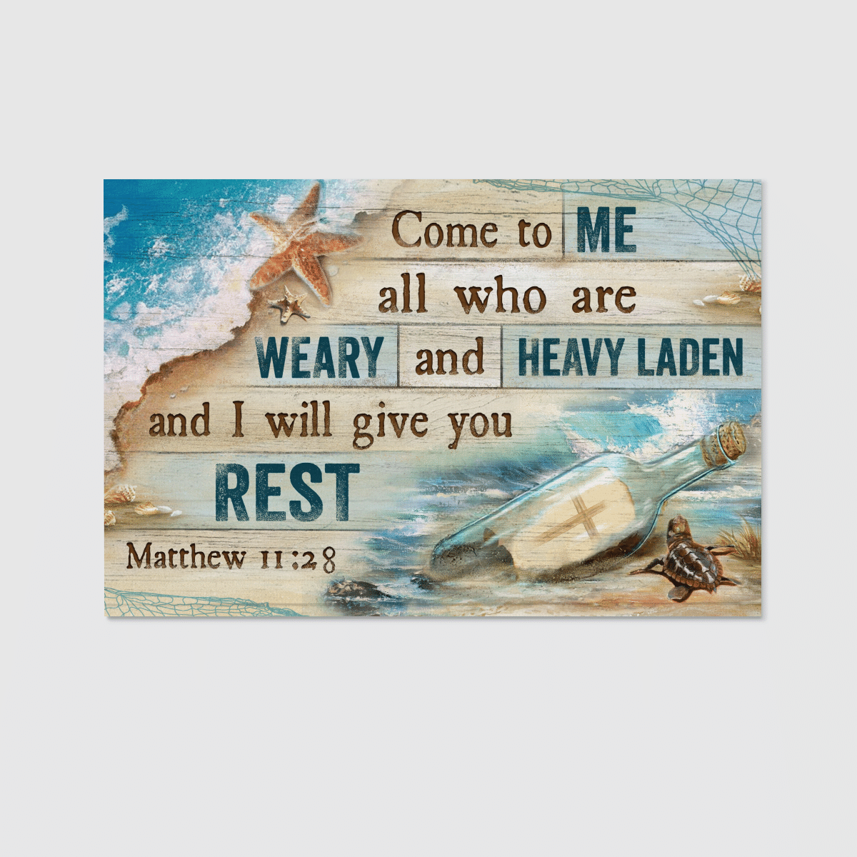 Come To Me All Who Are Weary And Heavy Laden And I Will Give You Rest, Beach, Cross, God Canvas, Christian Wall Art