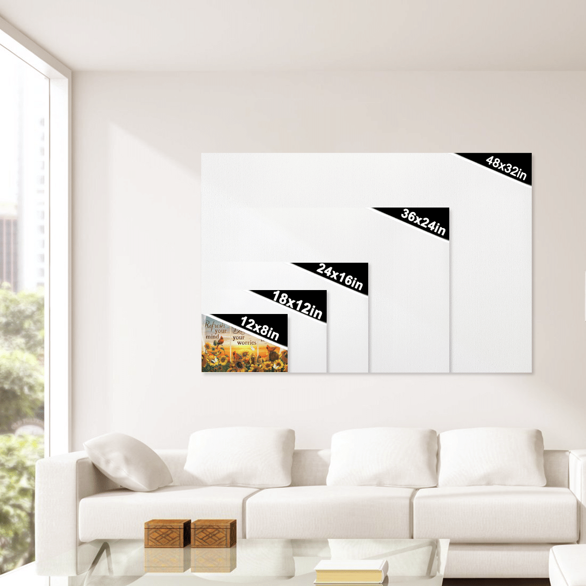 Refresh Your Mind, Delete Your Worries, Save The Happy Moments, Sunflower, Cardinal, God Canvas, Christian Wall Art