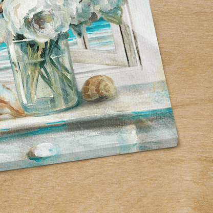 Today I Close The Door To The Past, Open The Door To The Future, Take A Deep Breath, Start A New Chapter In My Life, Beach, Flower, God Canvas, Christian Wall Art