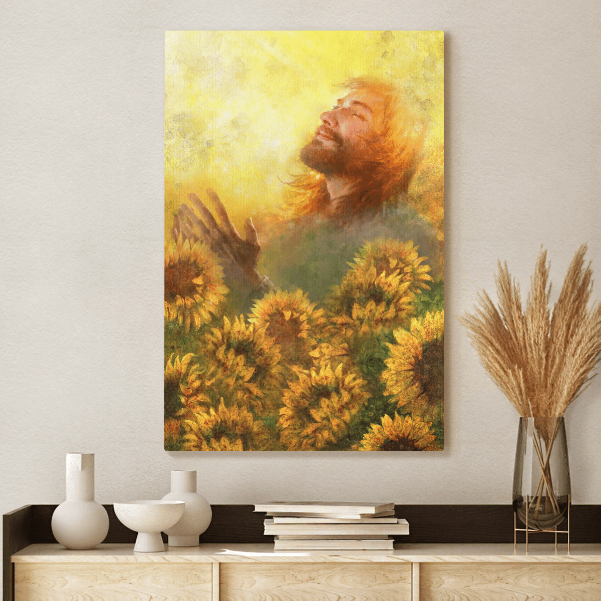 Take A Deep Breath, Jesus And Beautiful Sunflower, God Canvas, Christian Wall Art, Home Decor