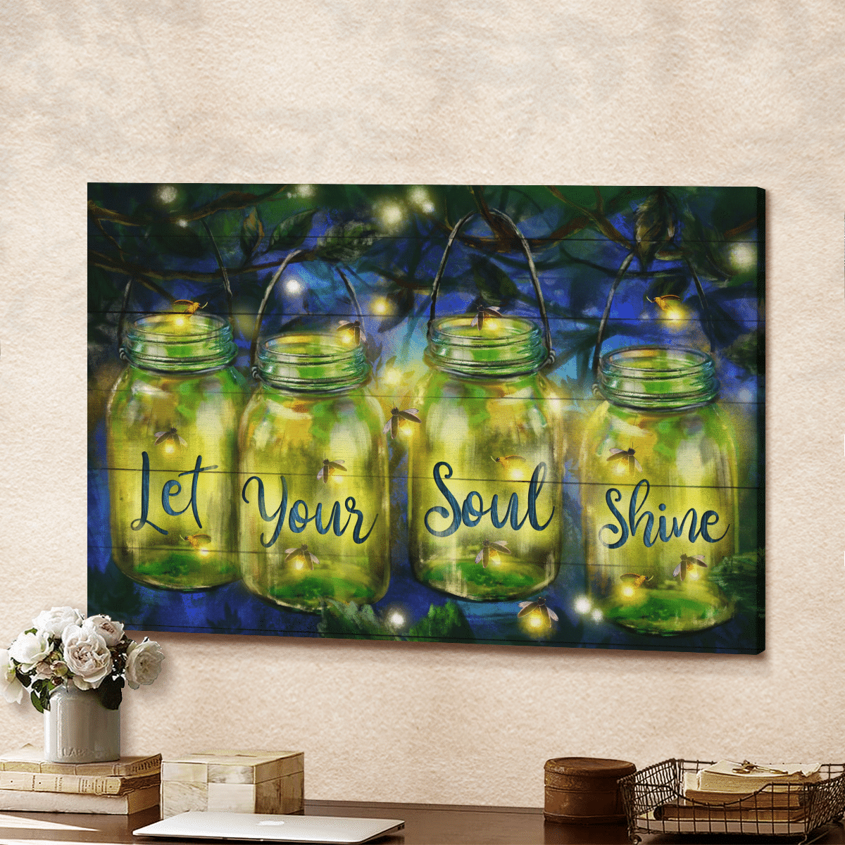 Let Your Soul Shine, Firefly, Beautiful Night, God Canvas, Christian Wall Art