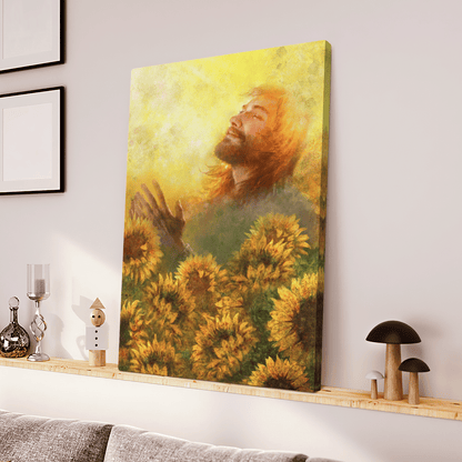 Take A Deep Breath, Jesus And Beautiful Sunflower, God Canvas, Christian Wall Art, Home Decor