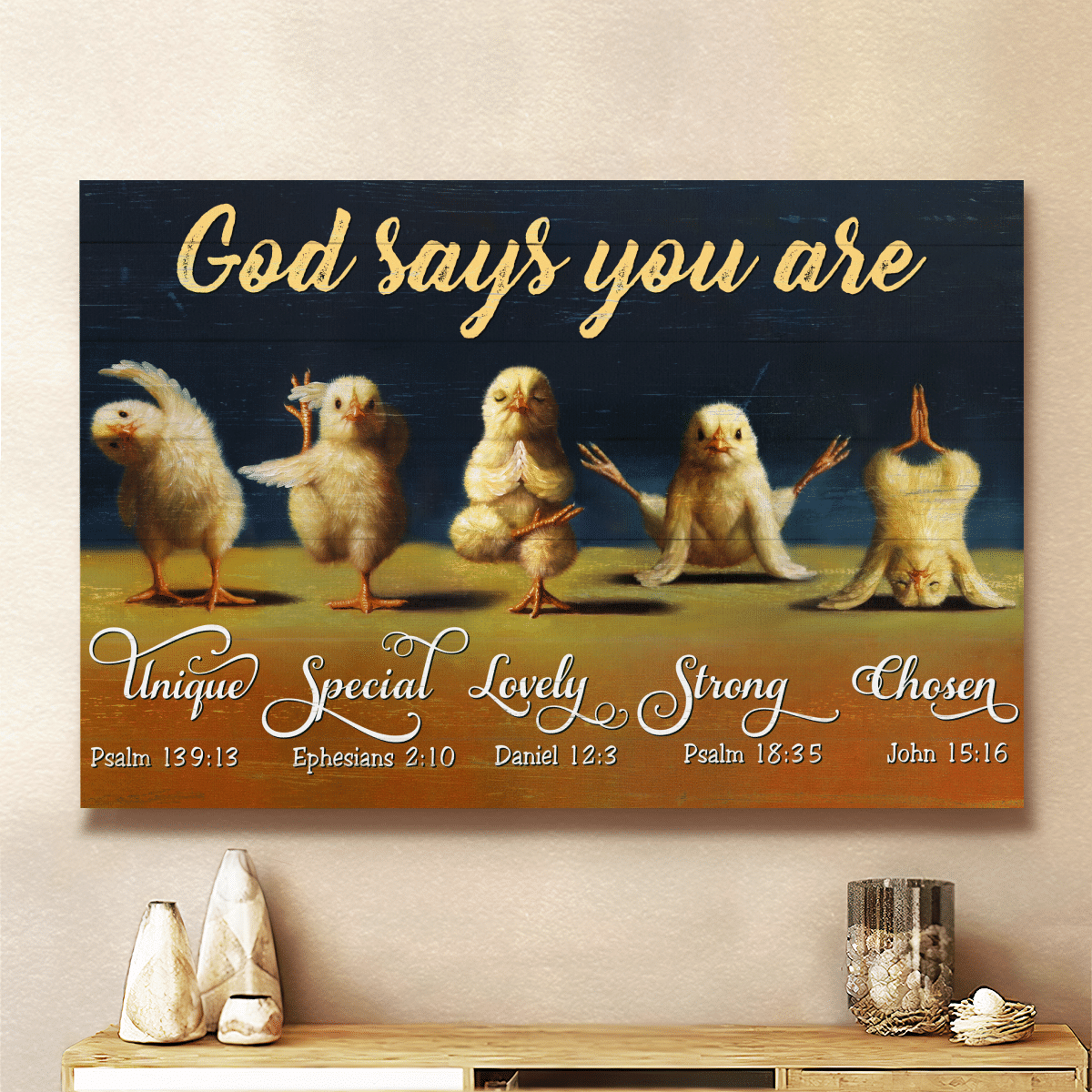 God Says You Are, Funny Chicken, Farm Painting, God Canvas, Christian Wall Art