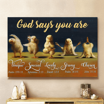 God Says You Are, Funny Chicken, Farm Painting, God Canvas, Christian Wall Art