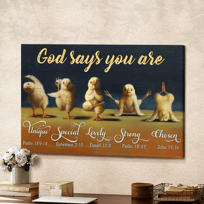 God Says You Are, Funny Chicken, Farm Painting, God Canvas, Christian Wall Art