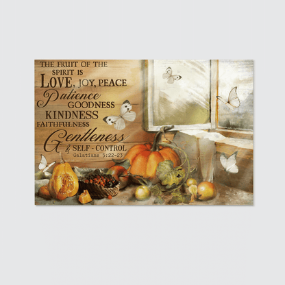 The Fruit Of The Holy Spirit Is Love, Joy, Peace, Patience, Goodness, Pumpkin, Apple, Butterfly, God Canvas, Christian Wall Art