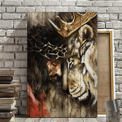 Jesus And Lion Canvas - Jesus Pictures - Jesus Canvas Poster - Christian Canvas Prints - Faith Canvas - Gift For Christian - Ciaocustom