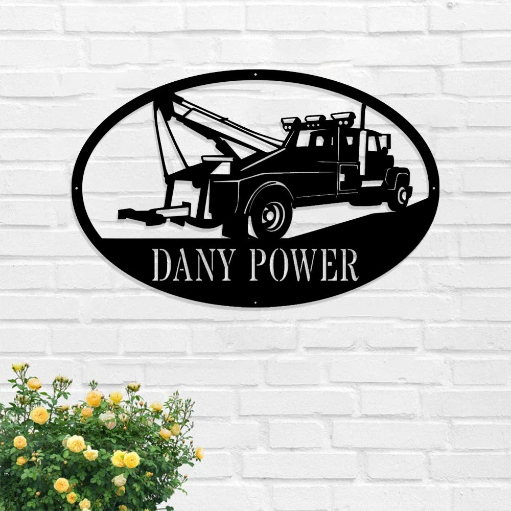 Custom Tow Truck Metal Sign - Personalized Metal Truck Wall Art - Metal Truck Decor - Gifts For Truck Drivers