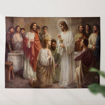 Christ Instituting Holy Communion Art - Christian Tapestry - Jesus Wall Tapestry - Religious Tapestry Wall Hangings - Bible Verse Tapestry - Ciaocustom