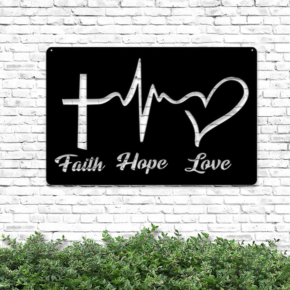 Faith Hope Love Metal Wall Decor - Metal Wall Art - Metal House Sign - Christian Wall Decor Gift Metal Sign - Ciaocustom