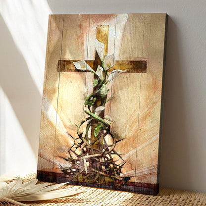Jesus Canvas Art - Bible Verse Canvas Painting - Cross And Flower Canvas Poster - Ciaocustom