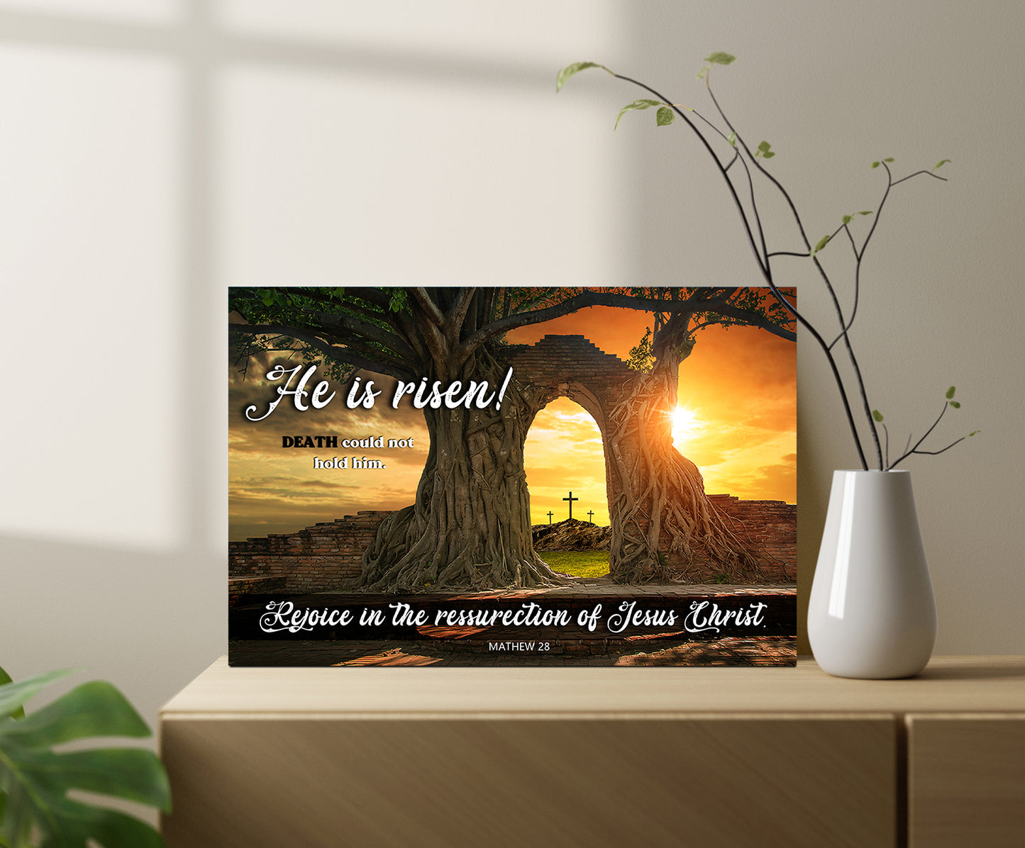 He Is Risen Death Could Not Hold Him - Bible Verse Canvas - Scripture Canvas Wall Art - Ciaocustom