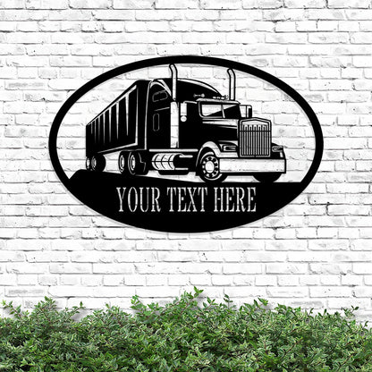 Custom Semi Metal Sign - Personalized Metal Truck Wall Art - Metal Truck Decor - Gifts For Truck Drivers