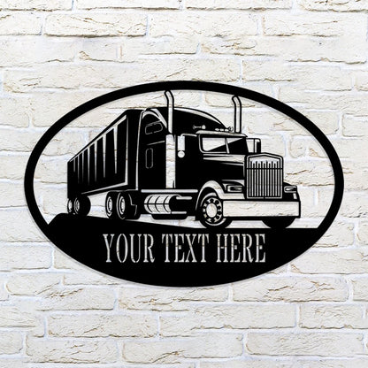 Custom Semi Metal Sign - Personalized Metal Truck Wall Art - Metal Truck Decor - Gifts For Truck Drivers