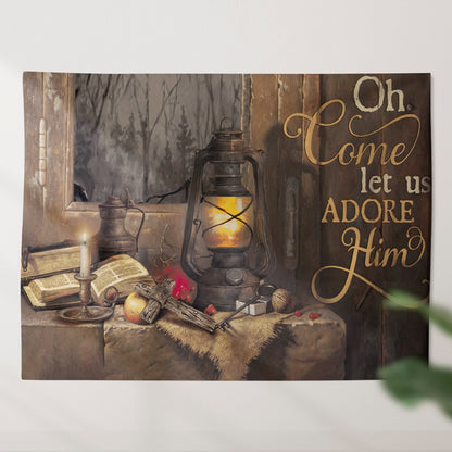 Oh Come Let Us Adore Him Tapestry - Cross - God Tapestry - Christian Wall Art - Religious Tapestry Wall Hangings - Jesus Wall Tapestry - Ciaocustom