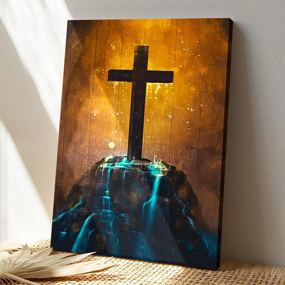 Scripture Canvas Wall Art - Jesus Poster - Cross And Light Canvas Poster - Ciaocustom