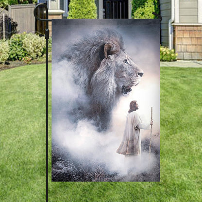 Lion And The Jesus - Christian's Flag - Garden Decor - Garden Flag Stand - Christian Gift - Ciaocustom