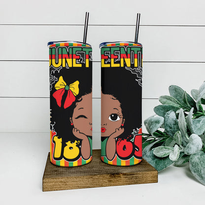 Juneteenth 1865 - Black Girl - Juneteenth Tumbler - Stainless Steel Tumbler - 20 oz Skinny Tumbler - Tumbler For Cold Drinks - Ciaocustom