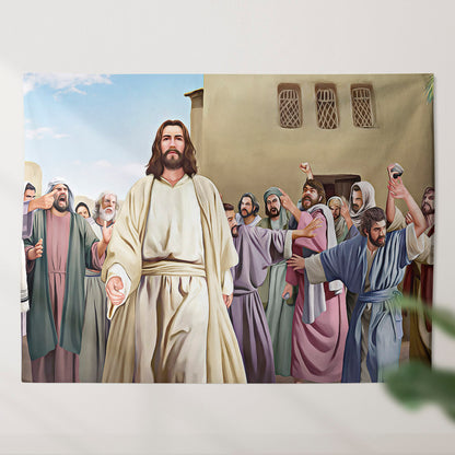 Following God's Guidance - Jesus Tapestry - Picture Of Jesus and People - Christian Tapestry Wall Hanging - Gift For Christian - Ciaocustom