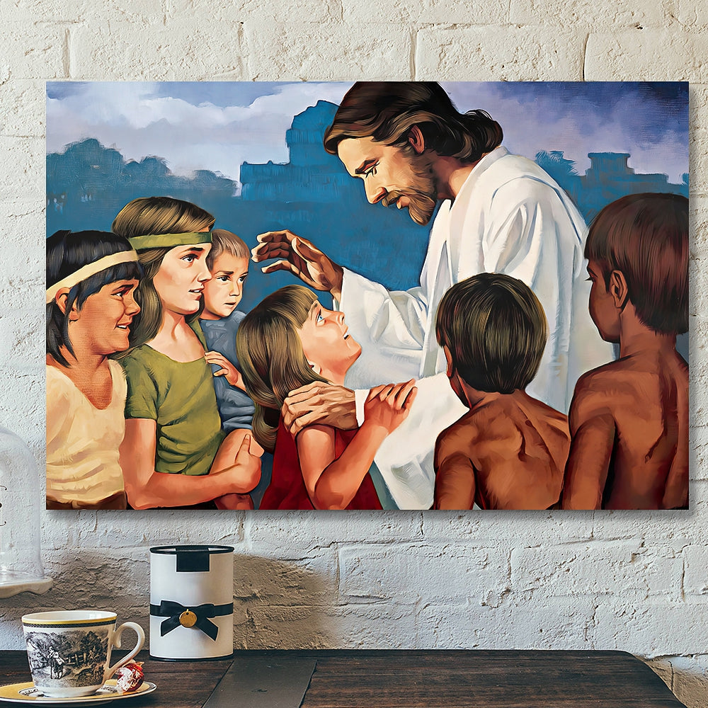 Jesus Loves The Little Children - Jesus Pictures - Jesus Canvas Poster - Jesus Wall Art - Faith Canvas - Gift For Christian - Ciaocustom