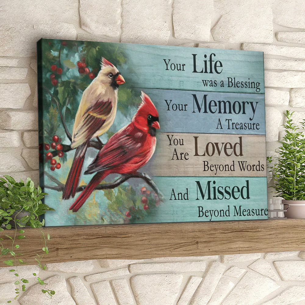 You Life Was A blessing - Cardinal Bird - Christian Canvas Prints - Faith Canvas - Bible Verse Canvas - Ciaocustom