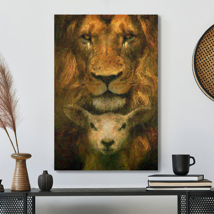 Lion And Lamb Canvas - Bible Verse Canvas - Scripture Canvas Wall Art - Ciaocustom