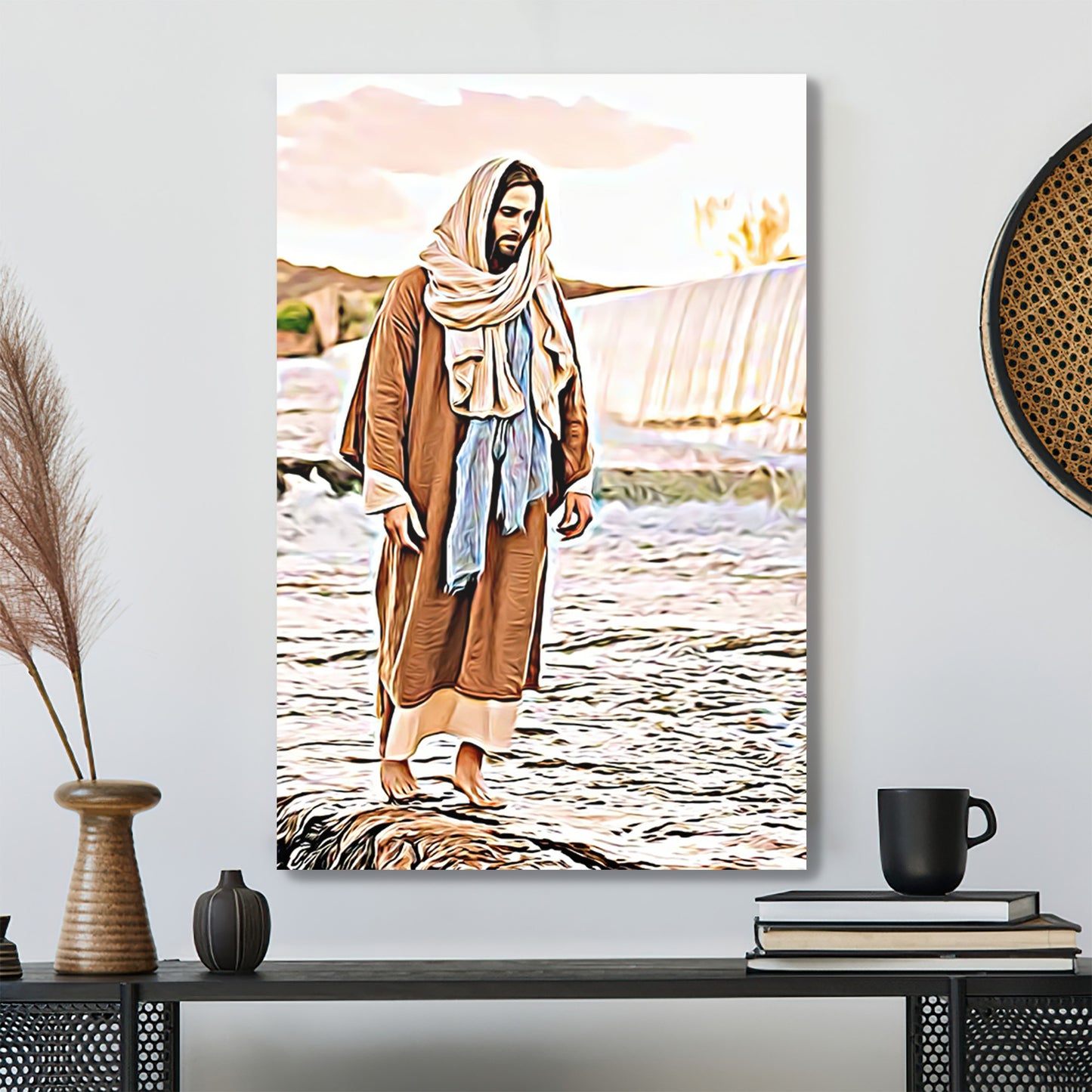 God Walks On Water Canvas - Bible Verse Canvas - Scripture Canvas Wall Art - Ciaocustom