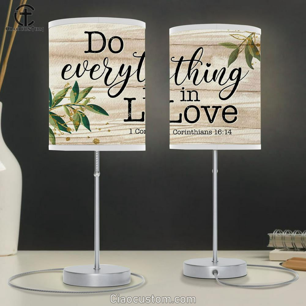 1 Corinthians 1614 Do Everything In Love Table Lamp For Bedroom - Bible Verse Lamp Art - Christian Room Decor