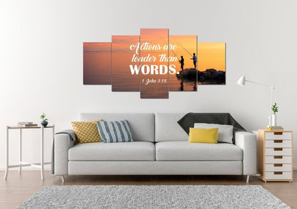 1 John 318 Actions Are Louder Than Words Canvas Wall Art Print - Christian Canvas Wall Art