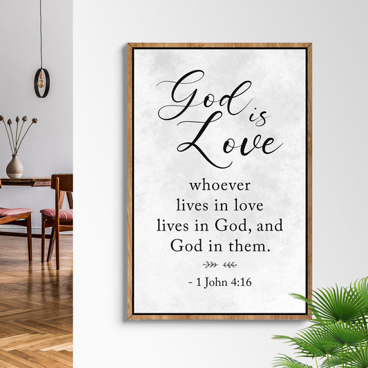 1 John 416 God Is Love Canvas Wall Art - Christian Wall Decor - Bible Verse Canvas Art