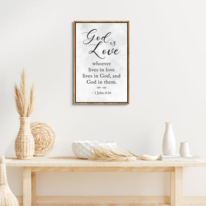 1 John 416 God Is Love Canvas Wall Art - Christian Wall Decor - Bible Verse Canvas Art