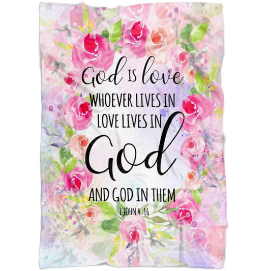 1 John 416 God Is Love Fleece Blanket - Christian Blanket - Bible Verse Blanket