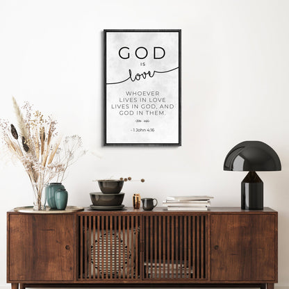 1 John 416 God Is Love II Canvas Wall Art - Christian Wall Decor - Bible Verse Canvas Art