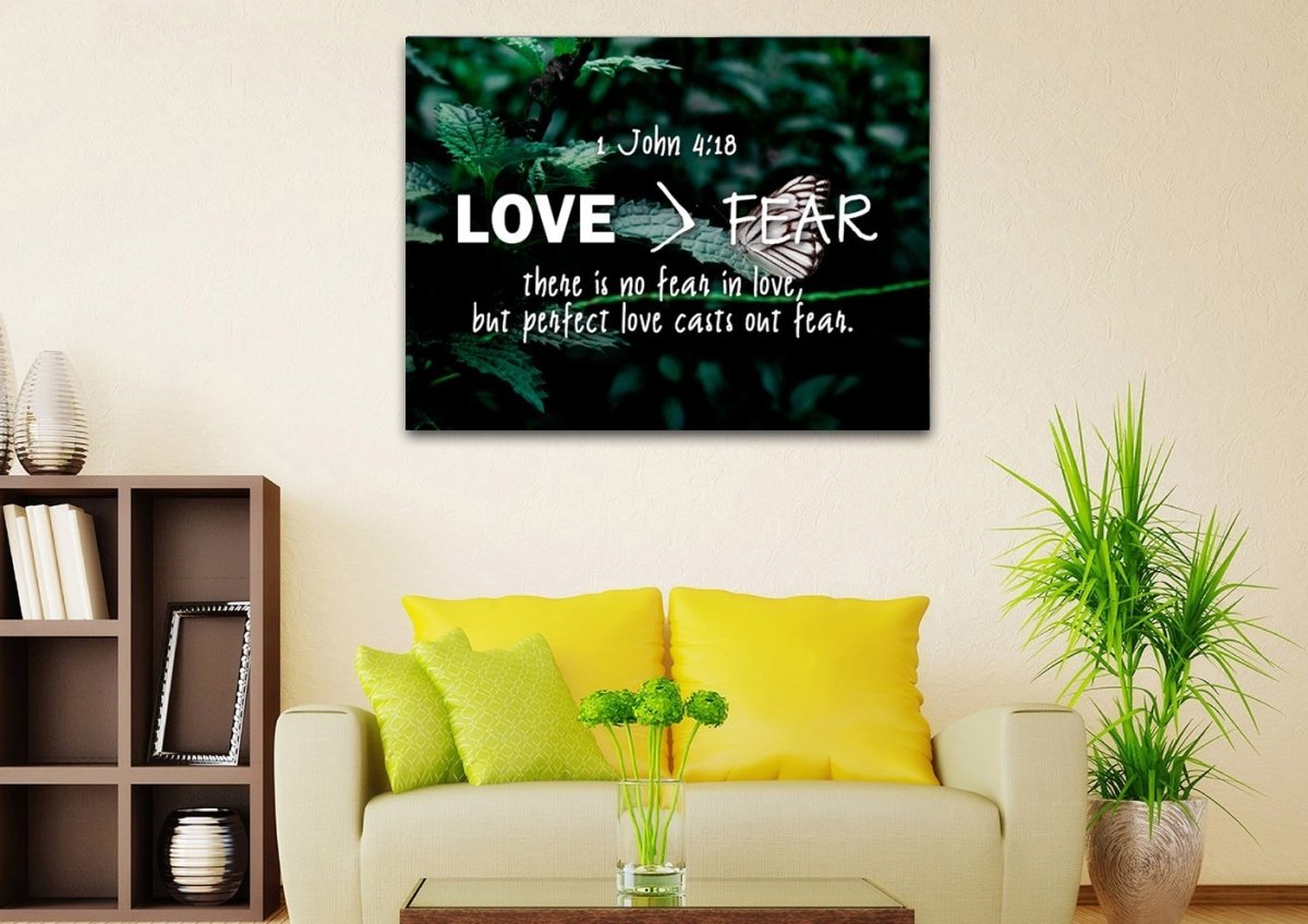 1 John 418 No Fear In Love Canvas Wall Art Print - Christian Canvas Wall Art
