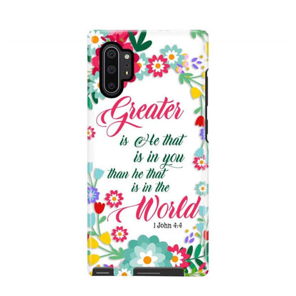 1 John 44 Greater Is He That Is In You Bible Verse Phone Case - Scripture Phone Cases - Iphone Cases Christian