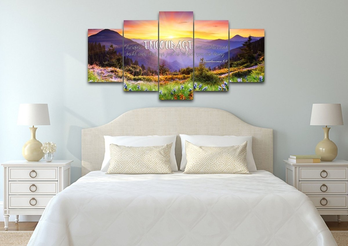 1 Thessalonians 511 Niv Encourage One Another Canvas Wall Art Print - Christian Canvas Wall Art