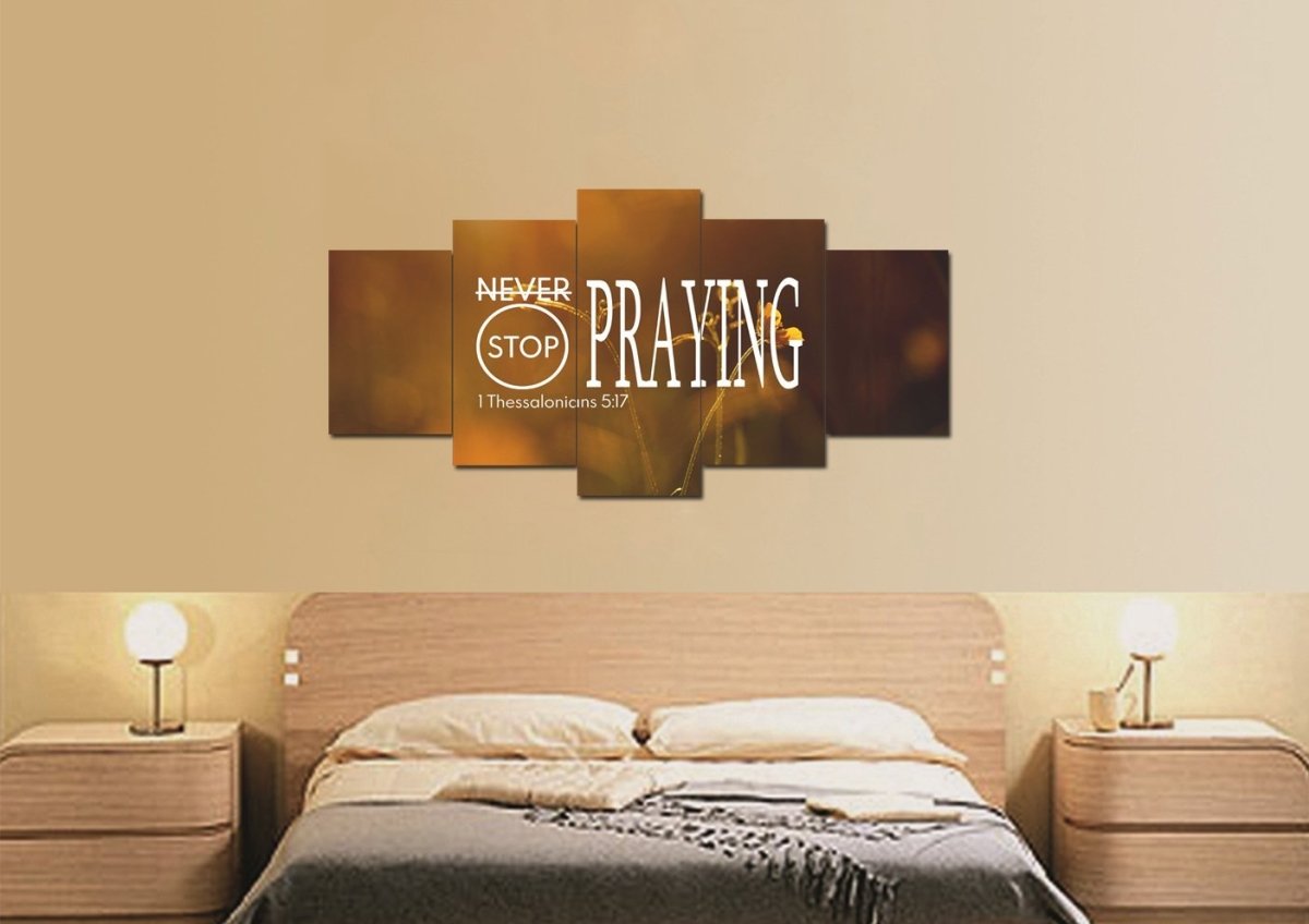 1 Thessalonians 517 Never Stop Praying Canvas Wall Art Print - Christian Canvas Wall Art