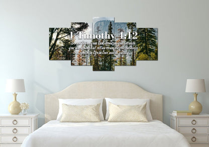 1 Timothy 412 Don’t Let Anyone Look Down On You Because You Are Young Bible Verse Canvas - Christian Canvas Wall Art
