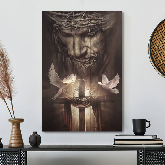 Portrait God Canvas - Bible Verse Wall Art - Jesus - Beautiful doves Canvas - Ciaocustom