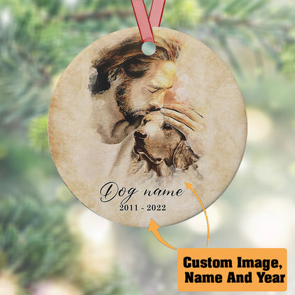Custom Jesus And Dog Memorial Ornament - Safe in His Arms Ornament - Christmas Ornament - Ciaocustom